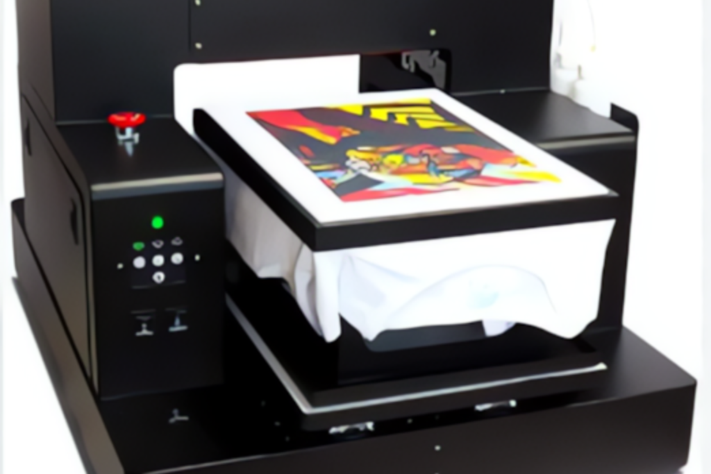 T-shirt printing machine for custom apparel at SSE Prints